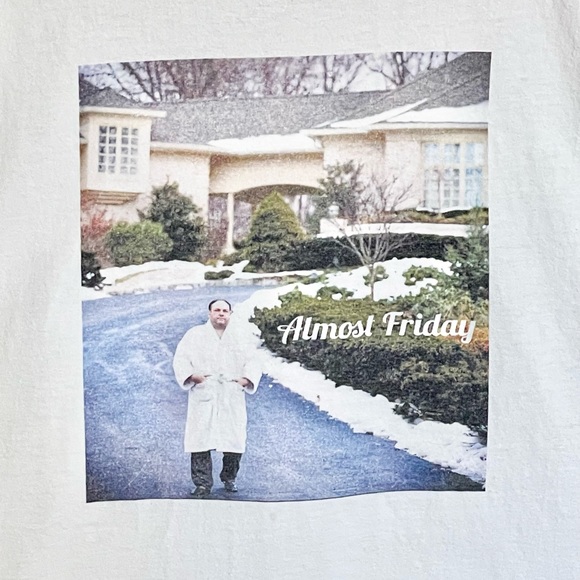RARE Friday Beers Tony Soprano Bathrobe “Almost Friday” White T Shirt Men’s XXL - Picture 3 of 9